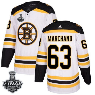 Bruins #63 Brad Marchand Weiß 2019 Stanley Cup Final Stitched